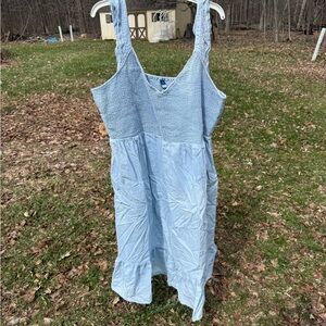 Light Blue Smocked Bodice Denim Sundress